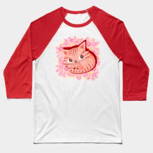 Pink kitten in a field of flowers Baseball T-Shirt